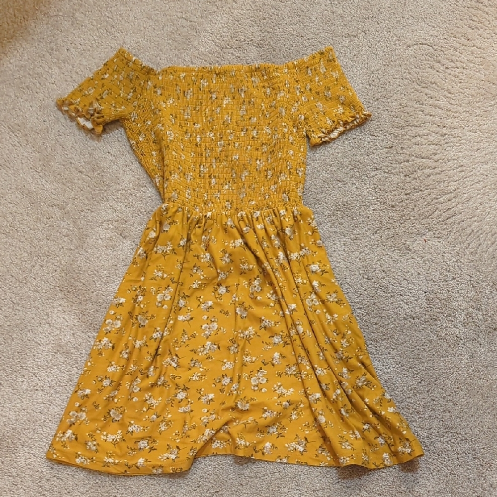 Floral Off-Shoulder Yellow Dress